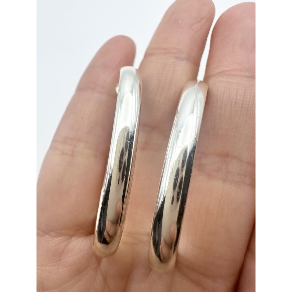 Silver Plated Oval Hoop Earrings Large